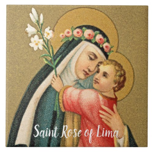 St Rose of Lima and the Christ Child M 023 Ceramic Tile
