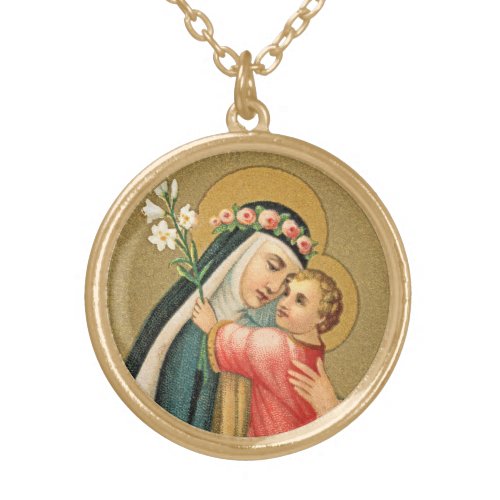 St Rose of Lima and the Christ Child M 023 Gold Plated Necklace