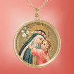 St. Rose of Lima and the Christ Child (M 023) Gold Plated Necklace<br><div class="desc">Like St. Anthony of Padua (JM 05) and some other mystics of the Church, St. Rose of Lima (1586-1617) experienced visions of the Christ Child. At age five, St. Rose was taught to read and write by Him when the adults around her were to busy to teach her. As an...</div>