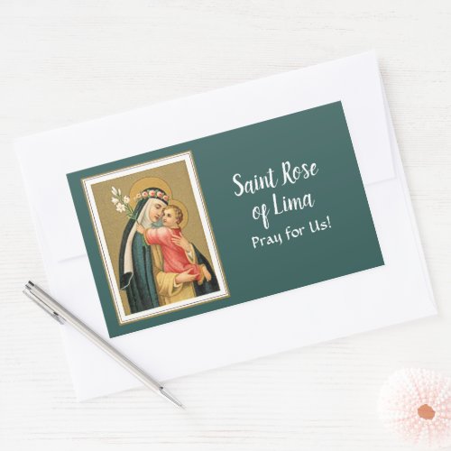 St Rose of Lima and the Christ Child M 023 Rectangular Sticker