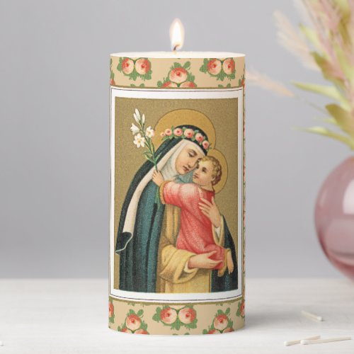 St Rose of Lima and the Christ Child M 23 3x6 Pillar Candle