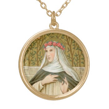 St. Rose Of Lima (bk 020) Gold Plated Necklace by Saints_Aplenty at Zazzle