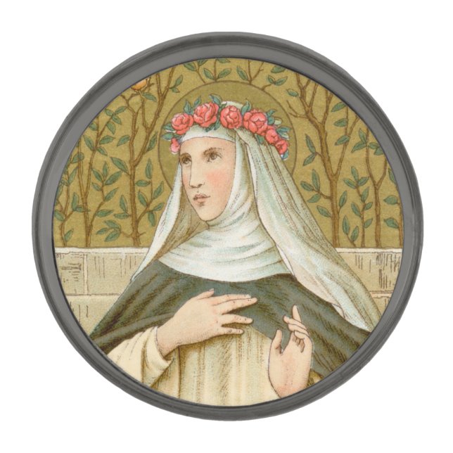 St. Rose of Lima (BK 020) Gunmetal Finish Lapel Pin (Front)