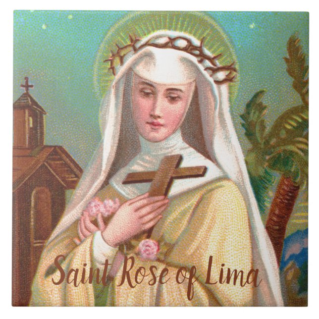 St. Rose of Lima by Night (M 024) Ceramic Tile (Front)