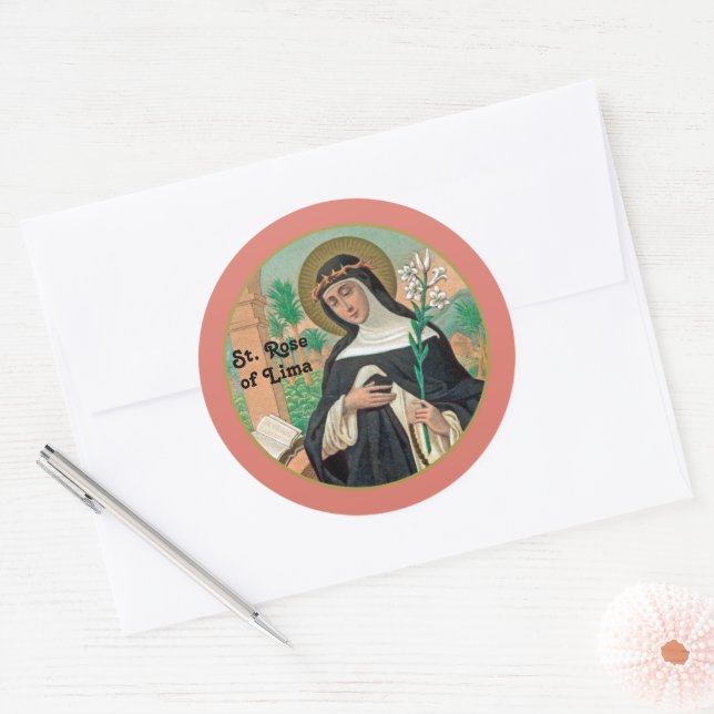 St. Rose of Lima (Detail; K 48) Classic Round Sticker (Envelope)
