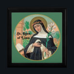 St. Rose of Lima (Detail; K 48) Gift Box<br><div class="desc">St. Rose of Lima (1586-1617) wanted to become a nun, but her father refused to allow it. Eventually, however, she was permitted to join the Third Order of St. Dominic to live out her apostolate at home. In this stylized portrait, St. Rose is clad in a Dominican habit consisting of...</div>