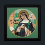 St. Rose of Lima (Detail; K 48) Gift Box<br><div class="desc">St. Rose of Lima (1586-1617) wanted to become a nun, but her father refused to allow it. Eventually, however, she was permitted to join the Third Order of St. Dominic to live out her apostolate at home. In this stylized portrait, St. Rose is clad in a Dominican habit consisting of...</div>