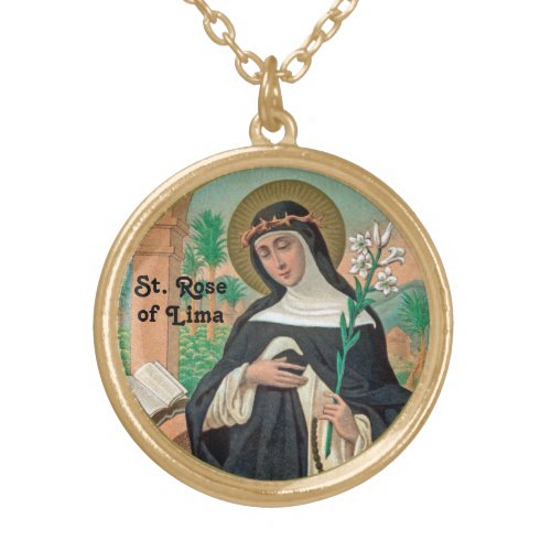 St Rose of Lima Detail K 48 Gold Plated Necklace