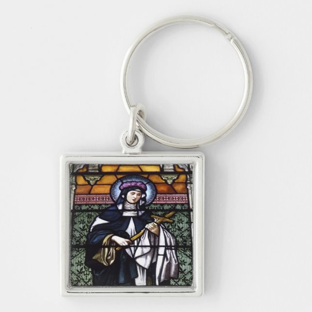St. Rose of Lima -pray for us-stained glass window Keychain (Front)