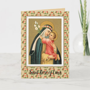 St Rose & the Christ Child (M 023) Blank Greeting Card