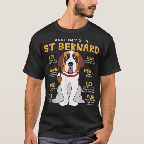 St Saint Bernard Anatomy Funny Dog Mom Dad G T_Shirt