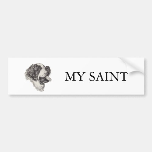 St Saint Bernard Dog Charcoal Art Drawing Bumper Sticker