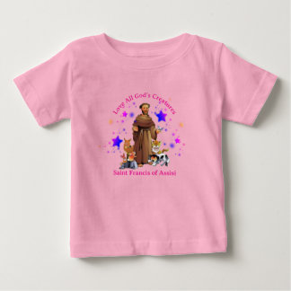 St. Saint Francis of Assisi Catholic girl pink Baby T-Shirt