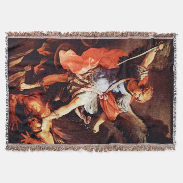 St Saint Michael Archangel Angel Throw Blanket (Front)