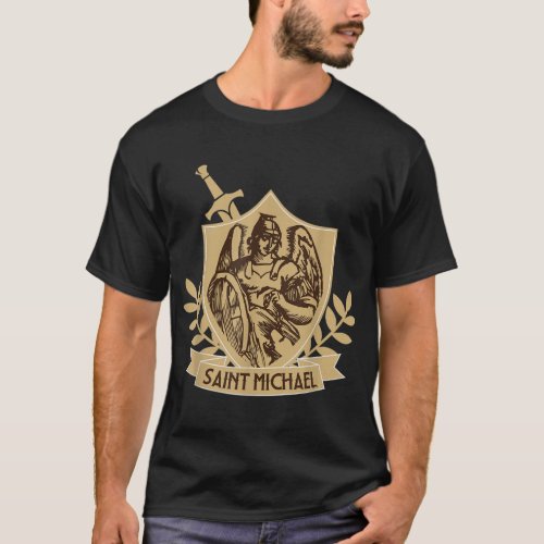 St Saint Michael Catholic Archangel Shield Warrior T_Shirt