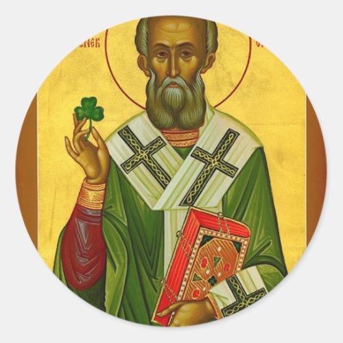 St Saint Patrick Portrait Classic Round Sticker