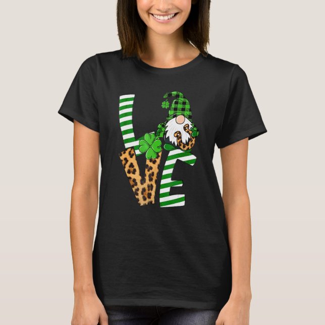 St Saint Patrick's Day Love Shamrock Gnomies Lucky T-Shirt (Front)
