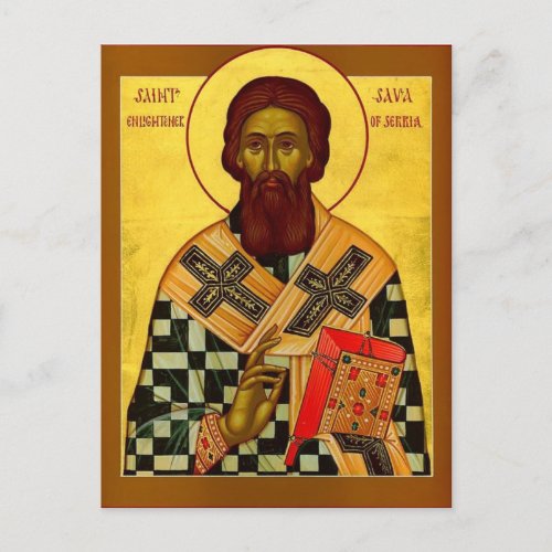 St Sava First Archbishop of Serbia Orthodox Icon Postcard