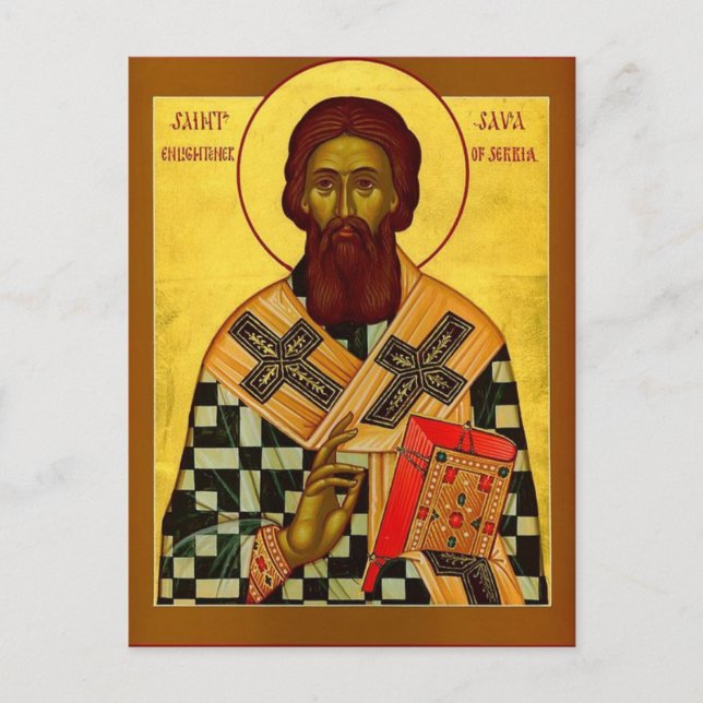St. Sava, First Archbishop of Serbia Orthodox Icon Postcard (Front)