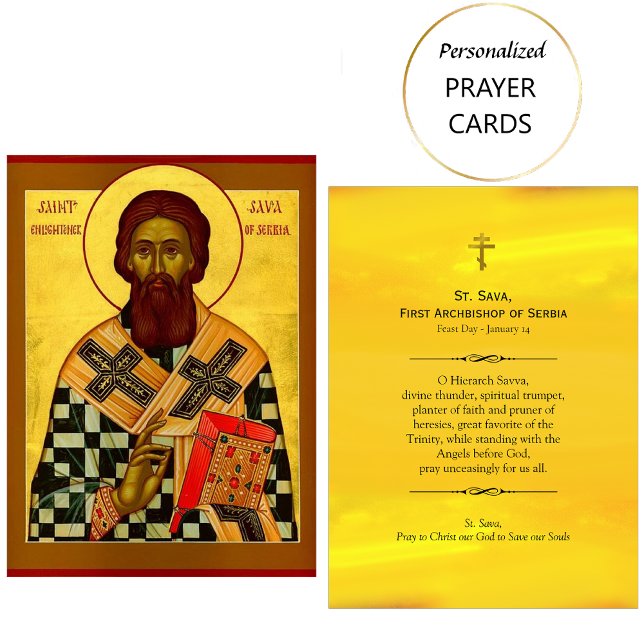 St. Sava, First Archbishop of Serbia Prayer Card (Creator Uploaded)