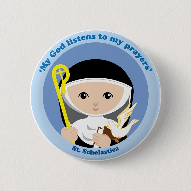 St. Scholastica Pinback Button (Front)