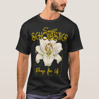 St Scholastica Saints Catholic Lily Purity T-Shirt