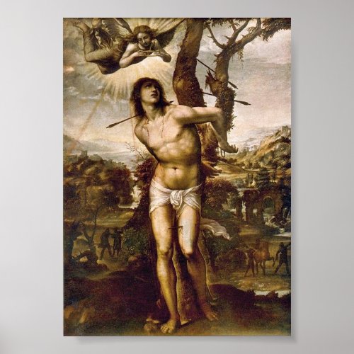 St Sebastian and Madonna with Saints by Il Sodoma Poster