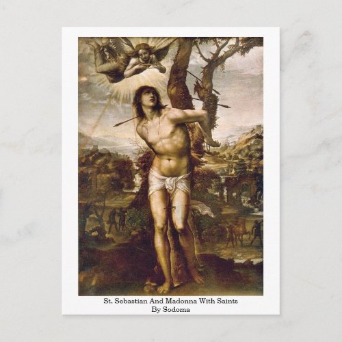 St Sebastian And Madonna With Saints By Sodoma Postcard
