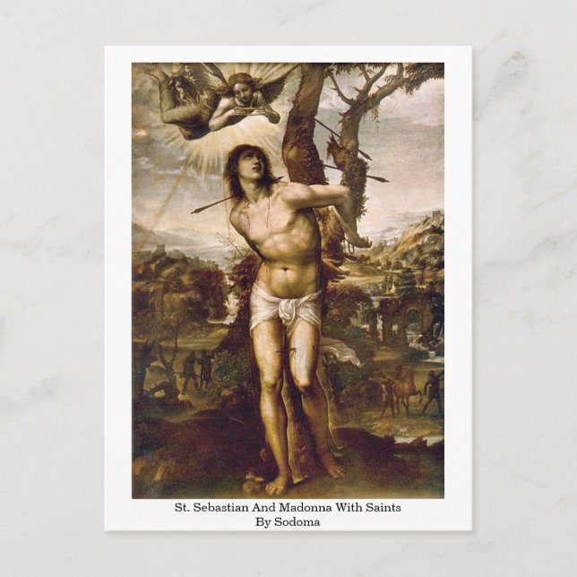 St. Sebastian And Madonna With Saints By Sodoma Postcard (Front)