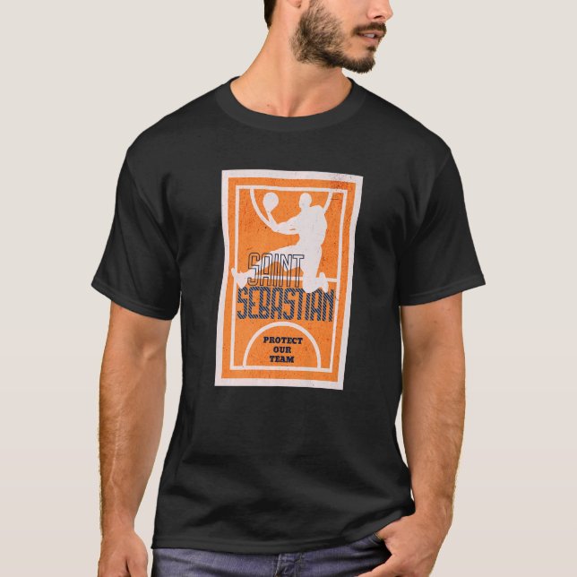 St Sebastian Basketball Dunk Patron Saint of Sport T-Shirt (Front)