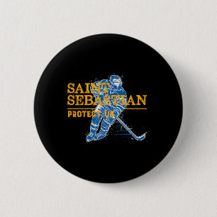 St Sebastian Hockey Patron Saint Of Sports Athlete Button