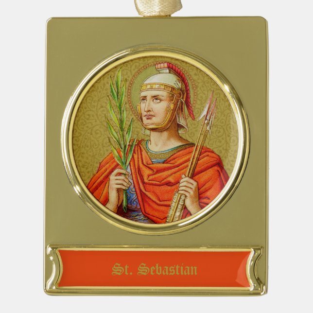 St. Sebastian (SNV 24) Gold Plated Banner Ornament (Front)
