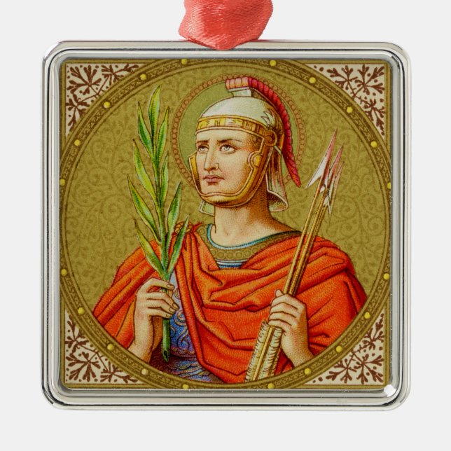 St. Sebastian (SNV 24) Premium Square Metal Ornament (Front)