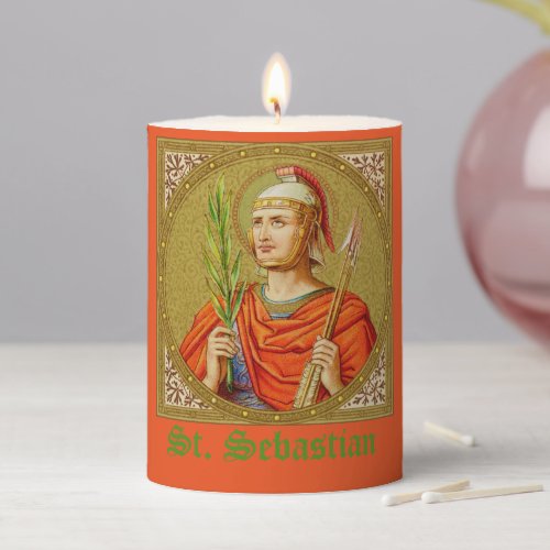 St Sebastian SNV 24 Square Image 3x4 Pillar Candle