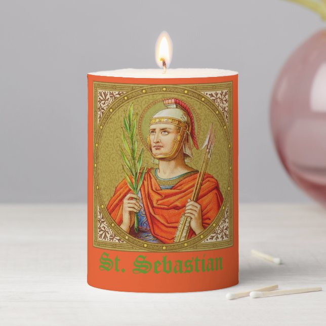 St. Sebastian (SNV 24) (Square Image) 3"x4" Pillar Candle (In Situ)