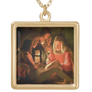 St. Sebastian tended by the Holy Woman (oil on can Gold Plated Necklace