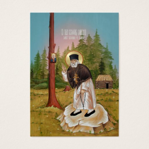 Customizable St. Seraphim of Sarov Mini Prayer Card Business Cards