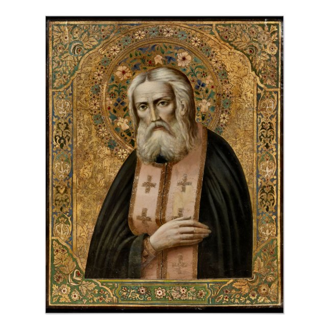 St. Seraphim of Sarov Orthodox Christian Icon Poster (Front)