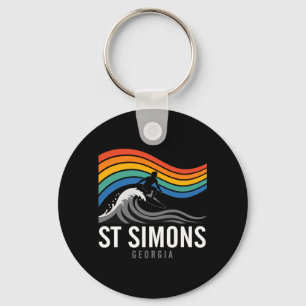 St Simons Beach Georgia Surfboarder Surfing Men Keychain