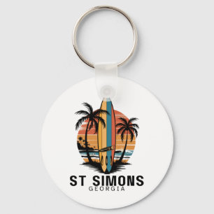 St Simons Beach Georgia Surfing Surfer _1  Keychain