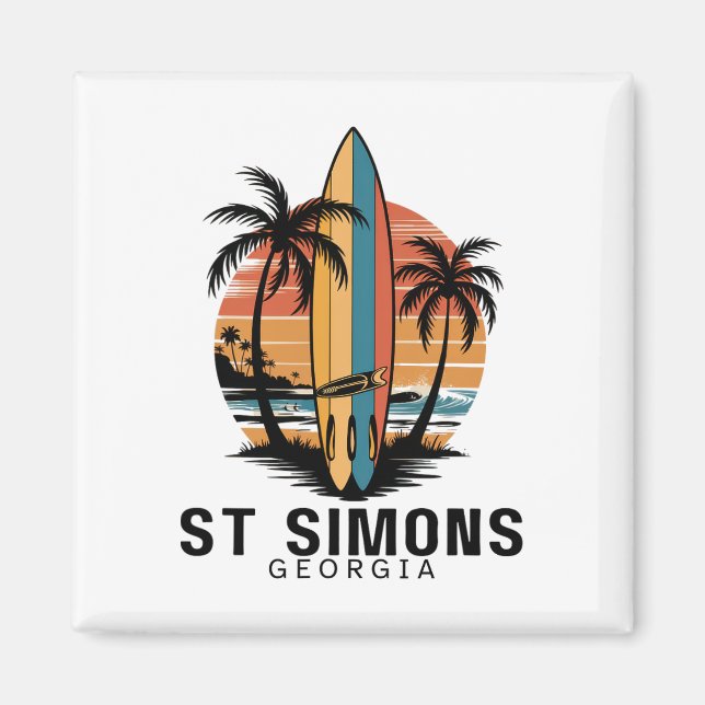 St Simons Beach Georgia Surfing Surfer _1  Magnet (Front)