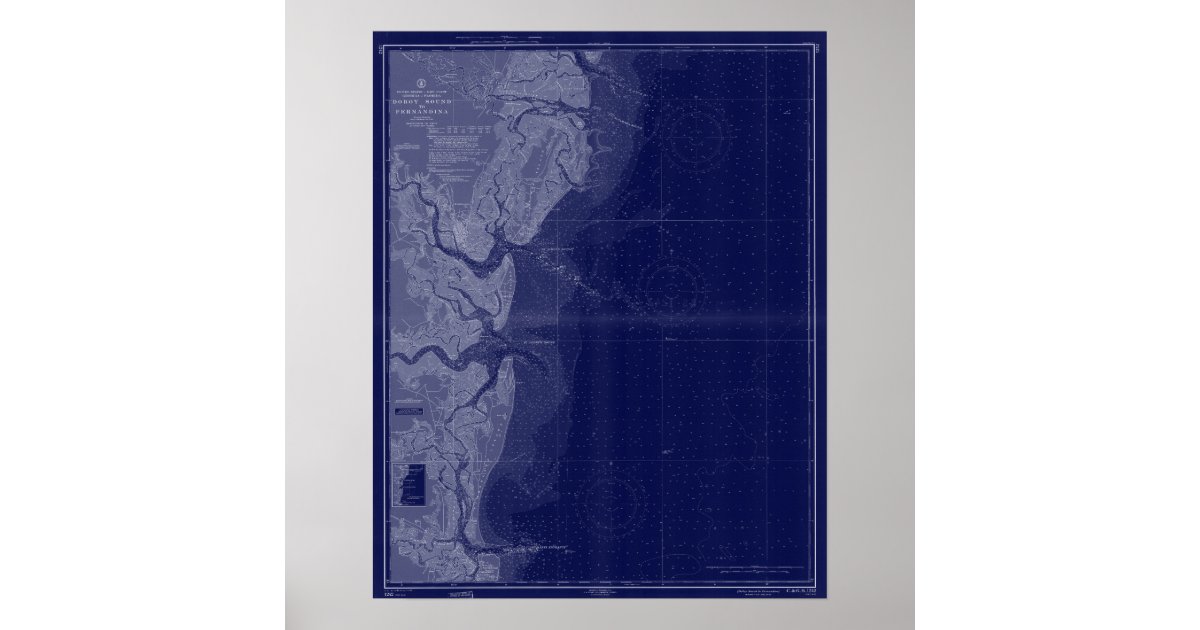 St Simons Map Nautical Chart Blue Art Zazzle