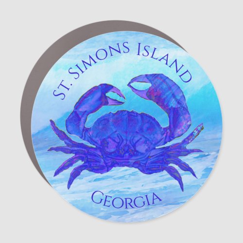 St Simons Island Crab and Sea Car Magnet