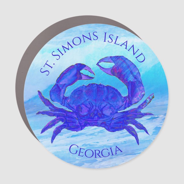 St. Simons Island Crab and Sea Car Magnet (Front)