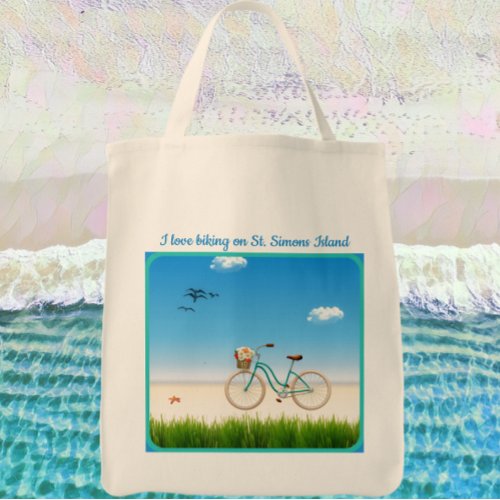 St Simons Island GA Beach Biking Tote Bag