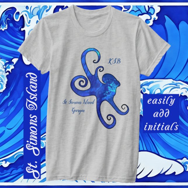 St. Simons Island GA Brilliant Blue Octopus T-Shirt (Creator Uploaded)