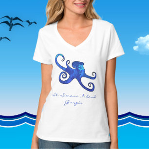 St Simons Island GA Ocean Blue Octopus T-Shirt
