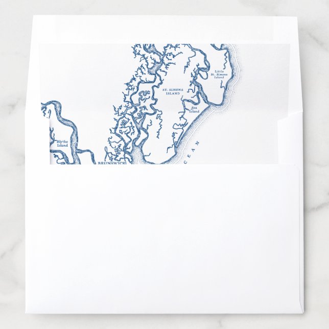 St. Simons Island Georgia Map DIY Envelope Liner (In Envelope)