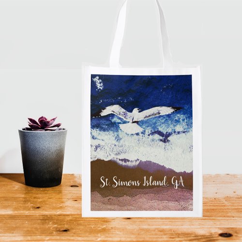 St Simons Island Georgia Ocean Waves Grocery Bag