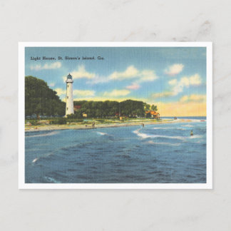 St. Simon's Island Georgia Vintage Lighthouse  Postcard